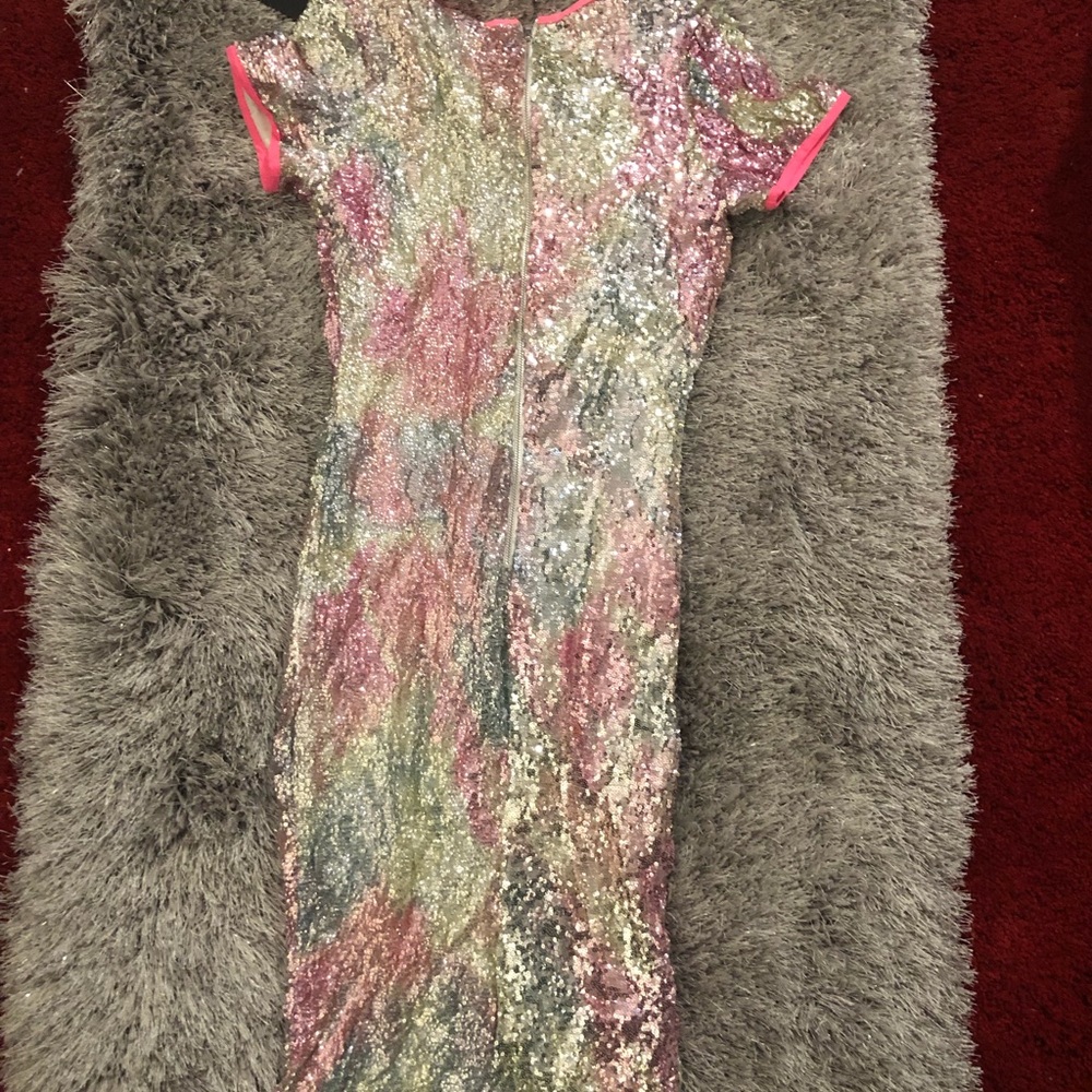 Neon Pink and sequins midi dress